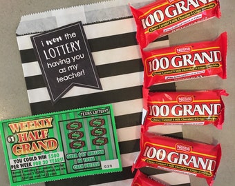 CHALKBOARD Teacher/co-worker gifts, teacher appreciation, thank you note, gift tag--"I won the lottery having you as my teacher, team!"