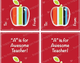 Teacher gifts, teacher appreciation, thank you note, gift tag, Holiday, Christmas