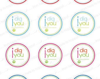 PIY (print it yourself) digital file-"I Dig You" treat tags