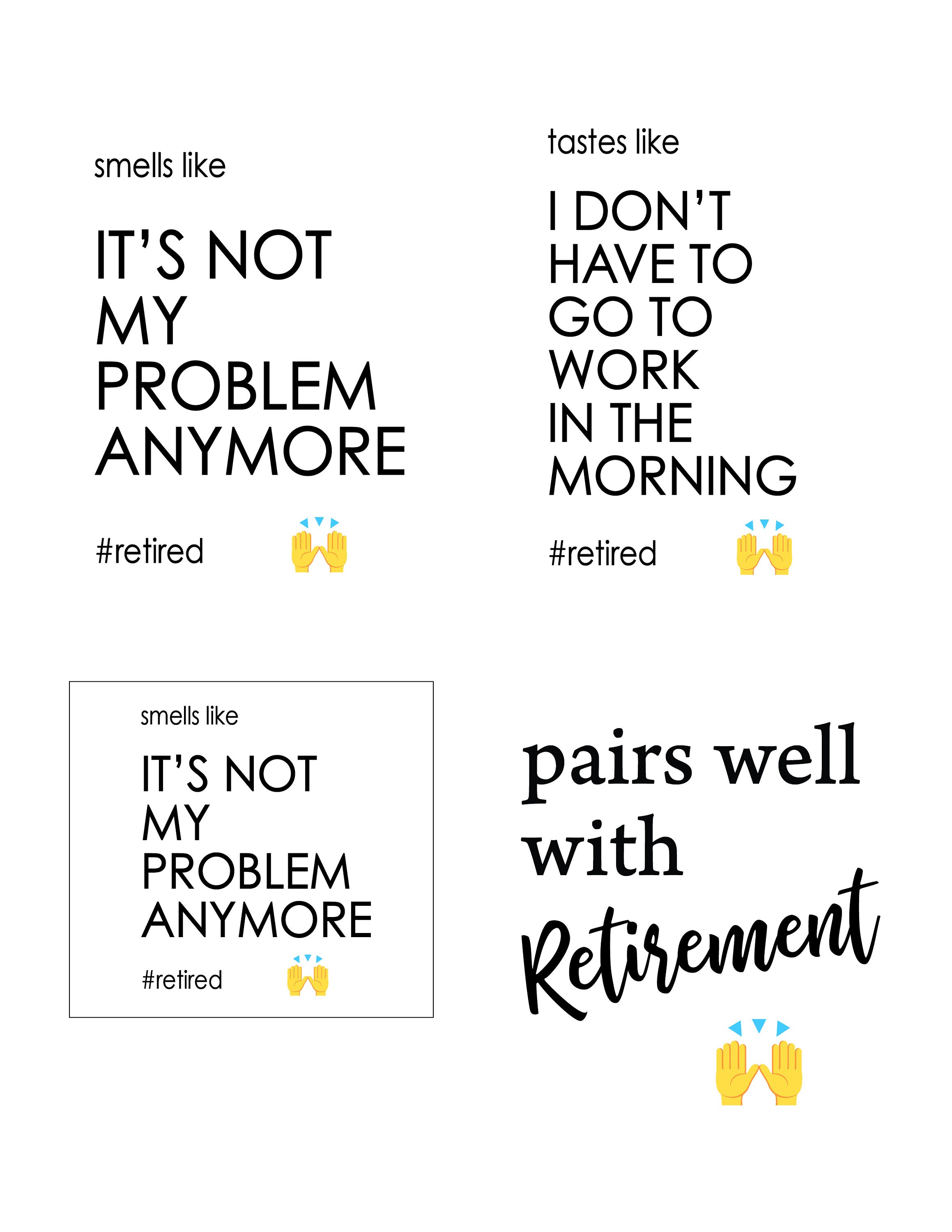 Retirement Wine or Candle Labels, Printable Tags - Etsy