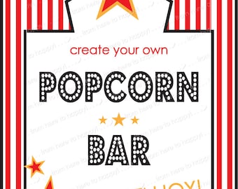 BASIC Popcorn Bar party printables