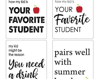 Teacher, Principal End of School year gift - Wine Labels