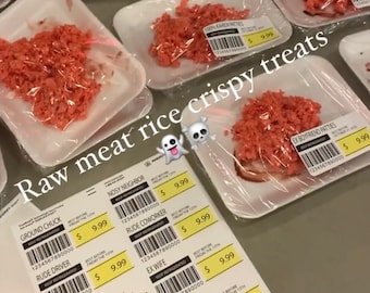 Halloween "Raw Meat" rice crispy treat labels