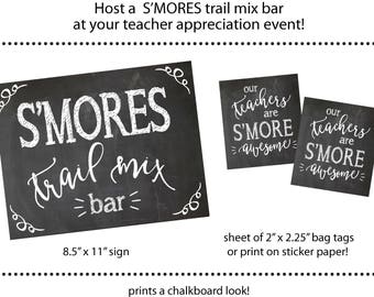 Chalkboard DIY S'mores Mix bar--Teacher appreciation, PTA