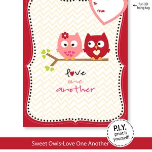 PIY (imprimer vous-même) carte numérique fichier-Valentine-« Amour mutuellement hiboux »