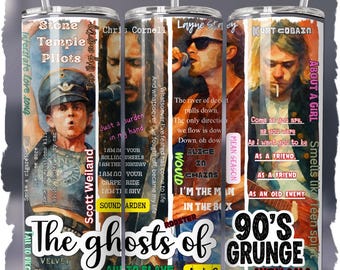90s Grunge Music Tumbler Wrap: Rock Legends Tribute (Digital Download)