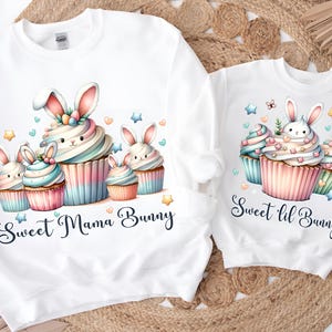 Mama, Mini, Häschen PNG, Cupcake Häschen PNG, lustiges Grafik-T-Shirt PNG, Mama und ich PNG, Ostern, Häschen, Häschenohren Cupcakes, Ostern,