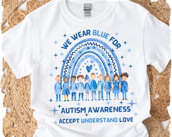 We Wear Blue Png, Autism Awareness  Png, Autism Bow PNG, Autism Mama PNG, Special Education Png, Neurodiversity Png, Special Ed teacher PNG
