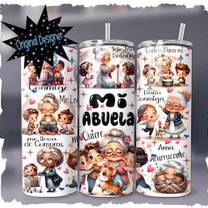 Copo Espanhol, Copo Vovó PNG, Design de Sublimação Minha Abuela, Dia das Mães, Design de Copo para Download Digital, Design Original