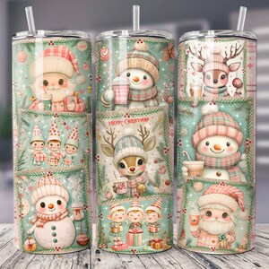 Vintage Weihnachten 20 oz Skinny Tumbler Sublimation Design, sofortiger digitaler Download PNG, Urlaub Tumbler Wrap, Tarot Karte Weihnachten