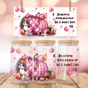 Mês do câncer de mama 16oz Glass Can Wrap - Download digital Sublimation Design 16oz Template, Pink October tumbler wrap PNG Design DTF