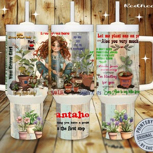 Plantaholic plantenliefhebber PUNS 40 oz digitale download, Tumbler wrap, 300 DPI PNG, sublimatie tuinieren, plantenliefhebber, groentenplanten, roodharig