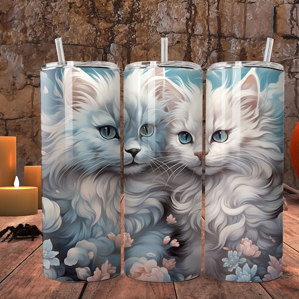 Persian cats Cat 20 oz tumbler sublimation wrap, tapered and straight, Halloween, Fall, comfort colors