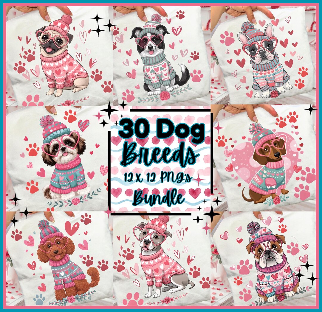 Dog Breed PNG Bundle – Boutique Style Sublimation Designs (digital ...