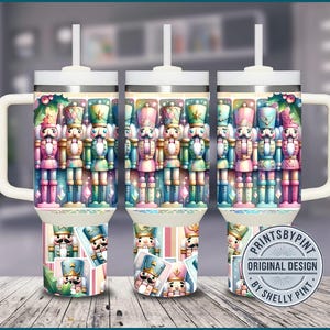 Quebra-nozes Pastel 40 oz Tumbler Wrap Download digital instantâneo 11 x 17 Tumbler 40oz Quencher Design Envoltório completo sem costura, Natal pastel,