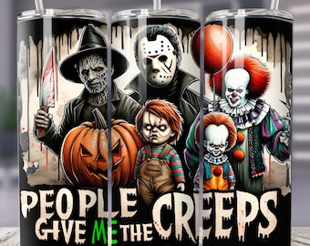 Horror Movie Tumbler Wrap: Scary Friends Halloween Design (Digital File)