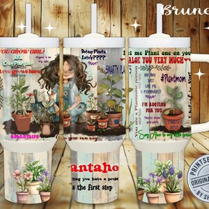 Plantaholic amateur de plantes PUNS Brunette 40 oz téléchargement numérique, papier gobelet, 300 DPI PNG, jardinage par sublimation, amateur de plantes, plantes végétariennes,