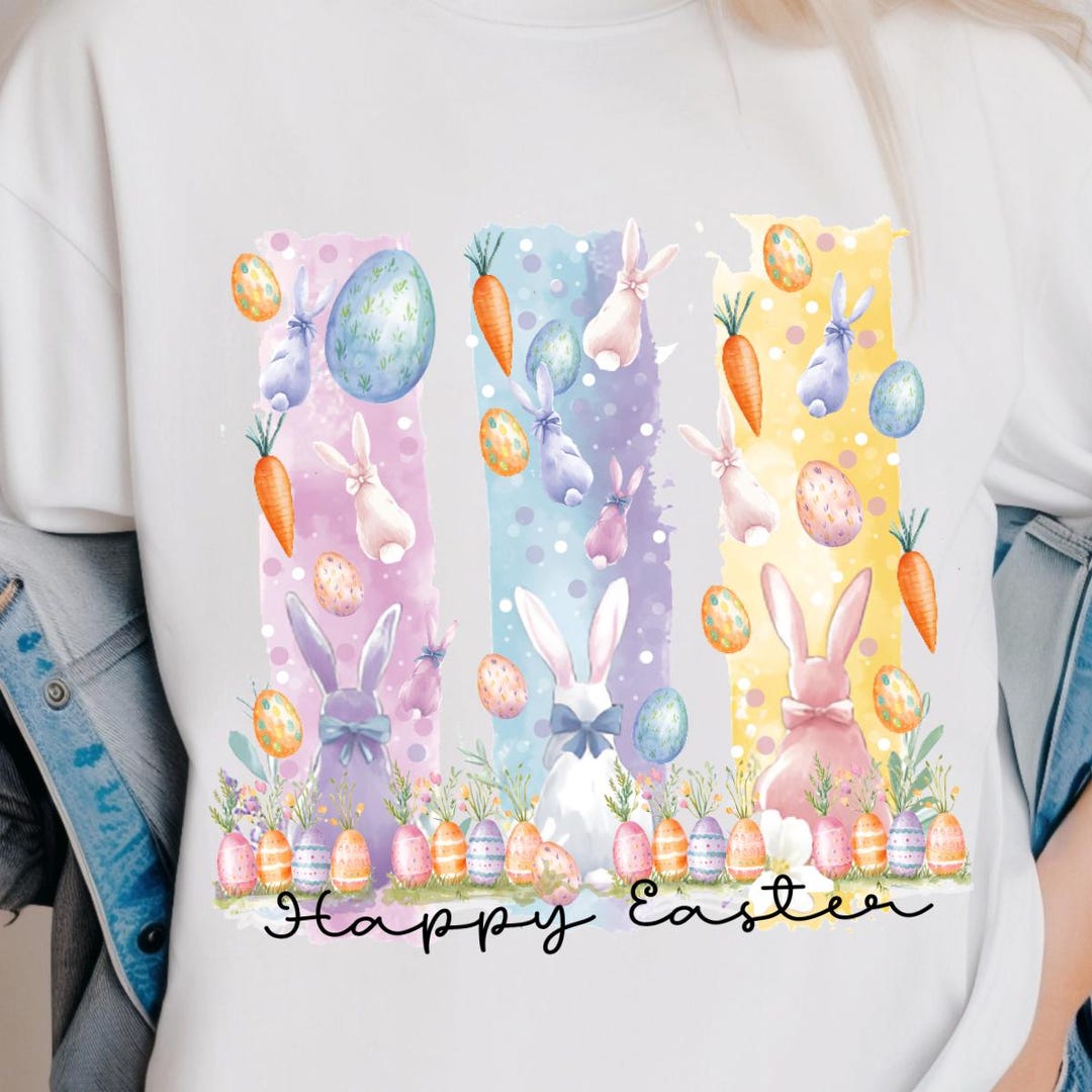 Happy Easter PNG Bunnies, Eggs Sublimation 300 DPI Dtf Bunny Tail ...