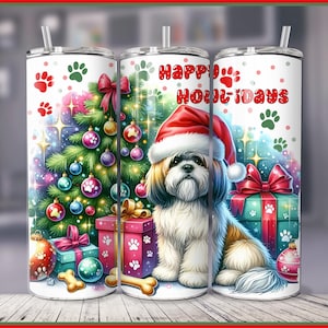 Embalagem para copo de Natal para Shih Tzu: Design de Feliz Natal (download digital)