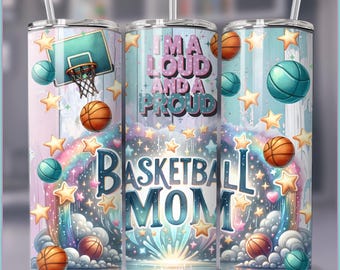 Basketball Mom 20 oz Tumbler Wrap Sublimation Design (Digital Download)