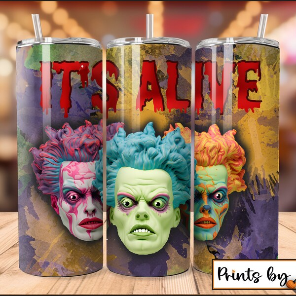 3 D Doctor Frankenstein 20 oz tumbler sublimation wrap, tapered and straight, Trick or treat, Halloween, vintage monstercore