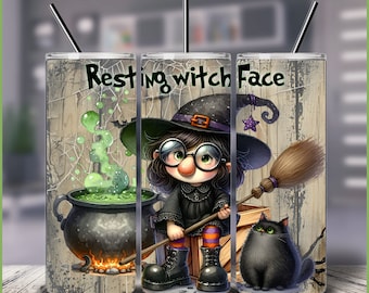Resting Witch Face 20oz Tumbler Sublimation Wrap (Digital Download)