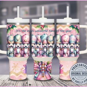 Quebra-nozes 40 oz Tumbler Wrap Download digital instantâneo 11 x 17 Tumbler 40oz Quencher Design Envoltório completo sem costura, Natal pastel, coquete