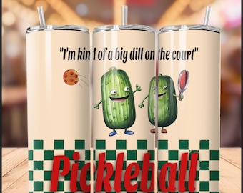 Pickleball tumbler 20 OZ tumbler wrap digital download, tapered, straight