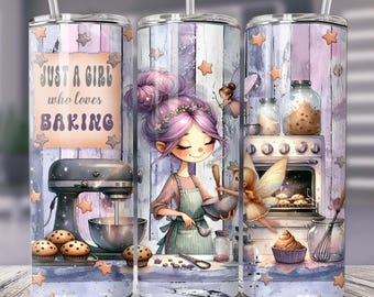 Embalagem para copo Baking Girl: design de sublimação de 20 oz/30 oz (download digital)