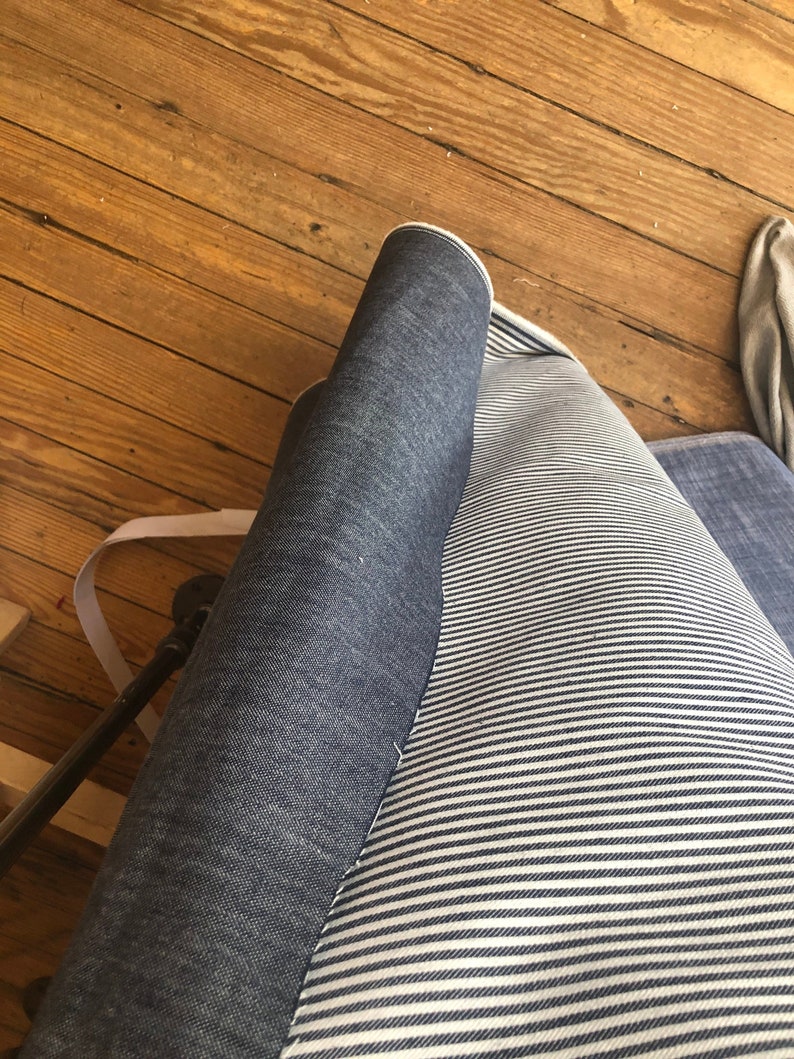 Reversible Railroad Stretch Denim in Indigo by Robert Kaufman