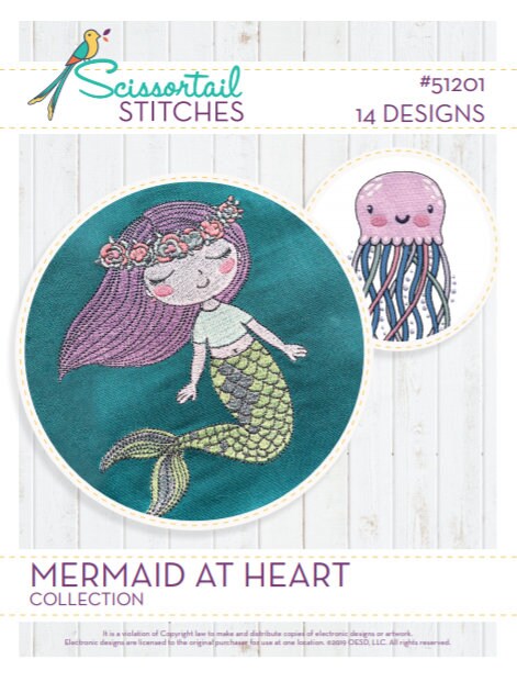 Download Mermaid At Heart Collection Machine Embroidery Designs By Scissortail Stitches