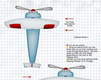 Airplane Party Favor Lollipop Holder (Téléchargement instantané du modèle imprimable DIY)