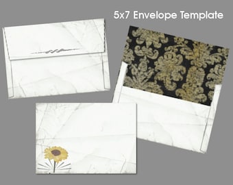 Chalkboard Sunflower Envelope for Wedding, Save the Date or Bridal Shower (DIY Printable Template Instant Download)
