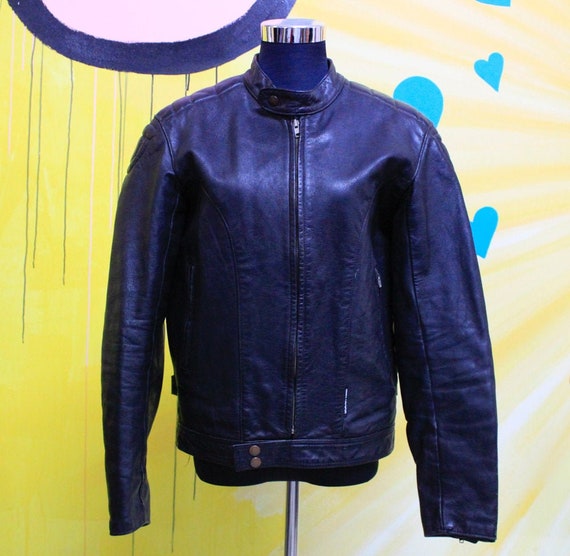 Vintage, 80s, 90s, Black, Leather, Biker Jacket, u