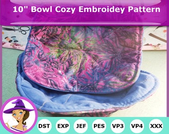 10" Bowl Cozy Embroidery Pattern- Microwave Bowl Cozy - Quilted IN THE HOOP - Embroidery Machine