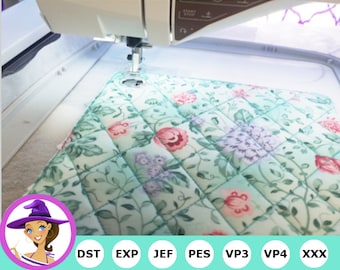 Quilted Potholder -Diamond - ITH -  In The Hoop Project - Embroidery Machine