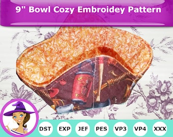 9" Bowl Cozy Embroidery Pattern- Microwave Bowl Cozy - Quilted IN THE HOOP - Embroidery Machine