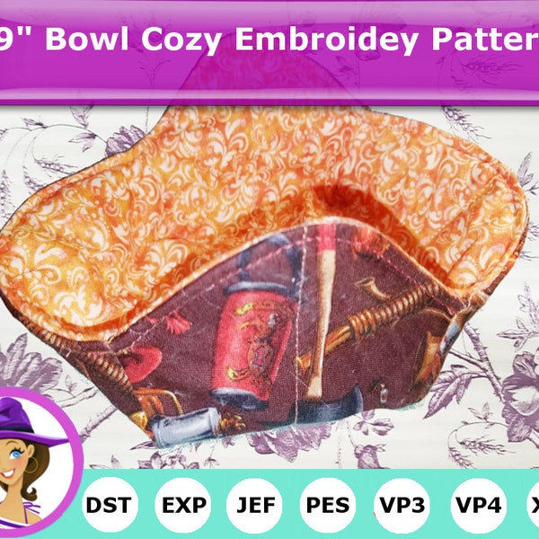 9" Bowl Cozy Embroidery Pattern- Microwave Bowl Cozy - Quilted IN THE HOOP - Embroidery Machine