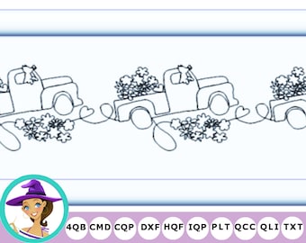Spring flowers in my Pickup Truck- Pickup Truck Long Arm Quilting Machine Design