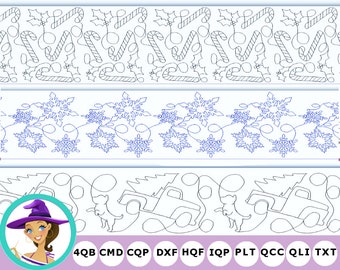 Christmas Quilting Pack for Long Arm Machine Quilt Designs - Candy Cane and Holly - Dancing Snowflakes - Christmas Truck