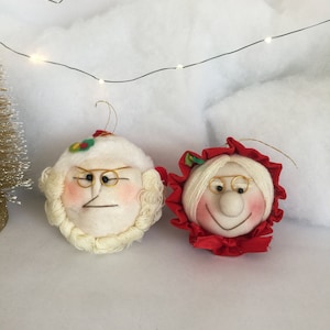 Vintage Santa Claus ans Mrs. Claus Adornos navideños 3.5&quot;