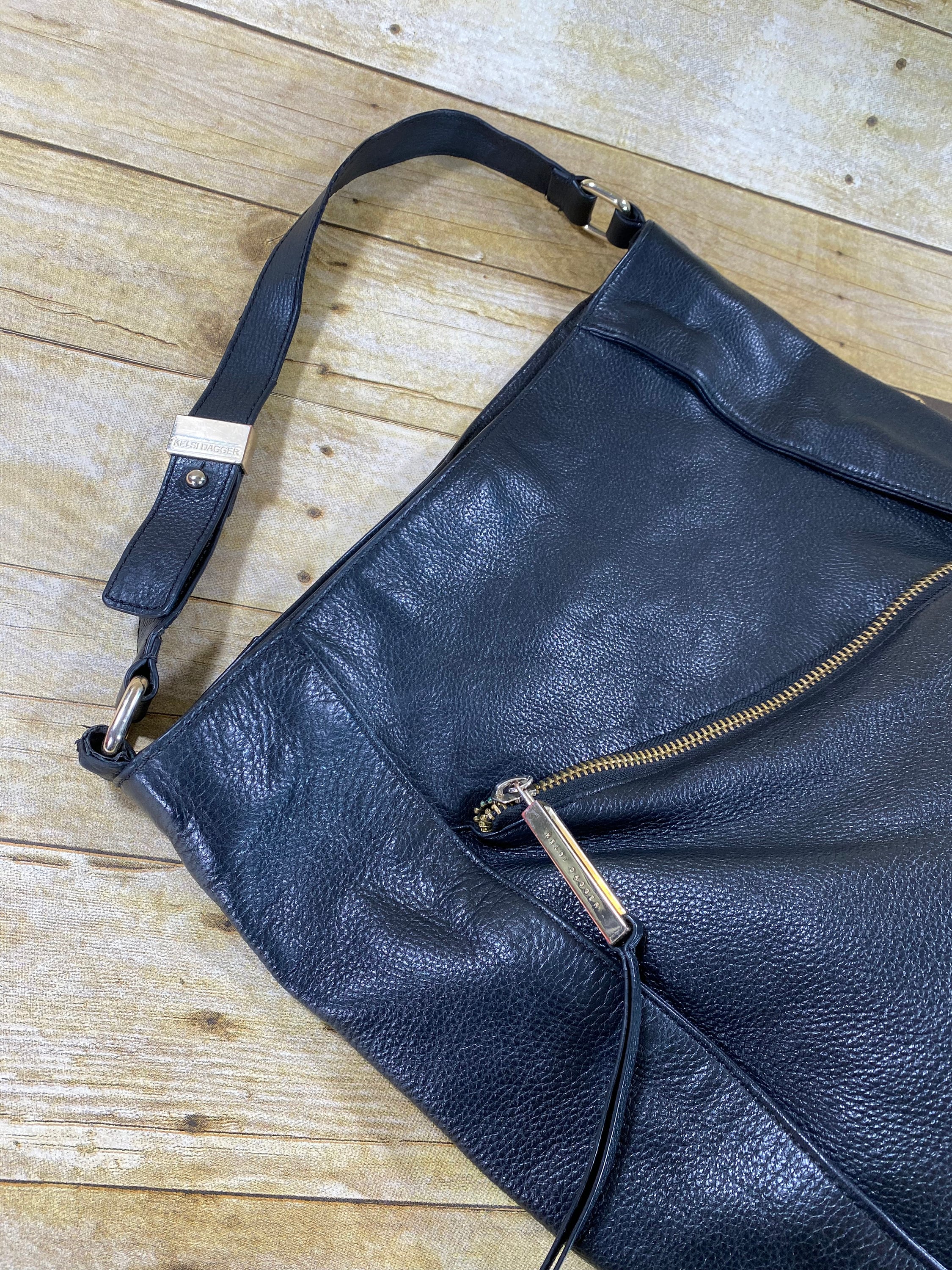 Kelsey Dagger- Black Leather Backpack Kelsi Dagger Brooklyn Black Leather Drawstring Backpack Bag  main image 2