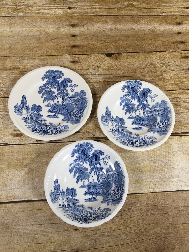 Set of 3 Vintage Swinnertons Staffordshire England Plates the Ferry