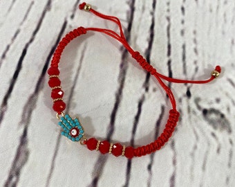 Red Protection Bracelet with Hamsa Charm. Girls, Women’s