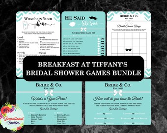 Breakfast at Tiffany's Bridal Shower Games Bundle
