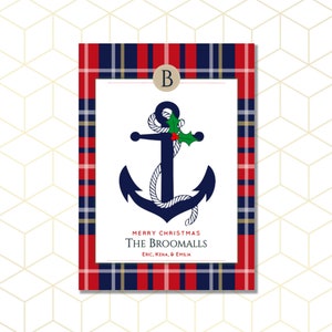 Tarjeta navideña náutica: Vacaciones en la playa personalizadas (descarga digital)
