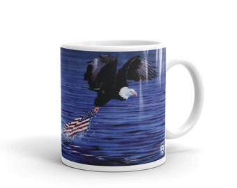 Taza de café USA, Taza con bandera americana, Taza patriótica, Taza 4 de julio, Taza American Eagle, Taza para un veterano