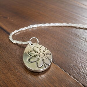 Flower, Silver Necklace , Pure Silver Pendant , Fine Silver .999 Silver, PMC jewelry , PMC necklace , metal clay, Precious Metal Clay