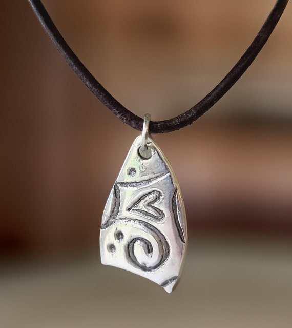 Silver Necklace Pure Silver Pendant Fine Silver .999 Silver PMC Jewelry PMC Necklace Metal Clay Precious Metal Clay Nature Etsy