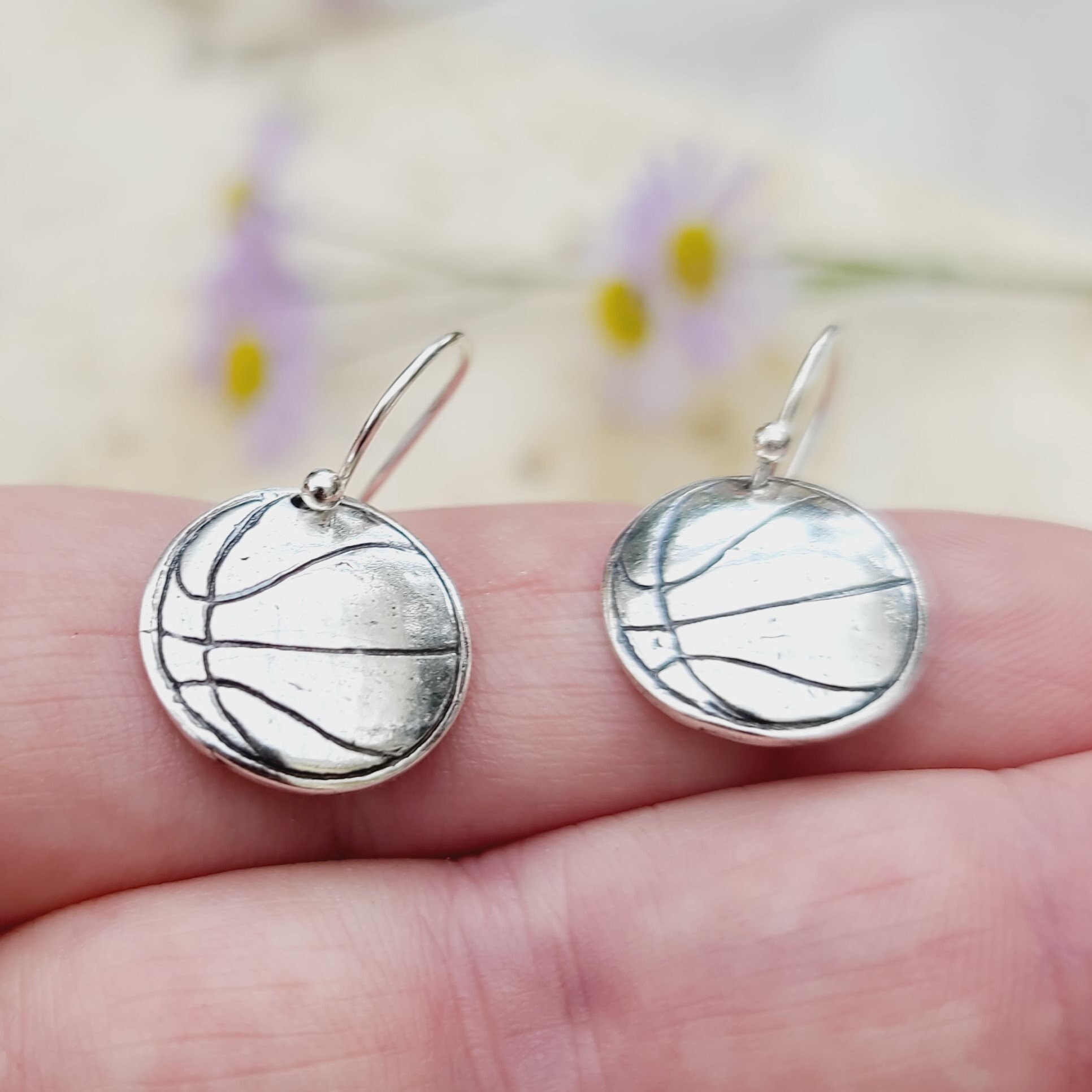 Basketball Fine Silver Earrings Silver Earrings Basketball Etsy.de